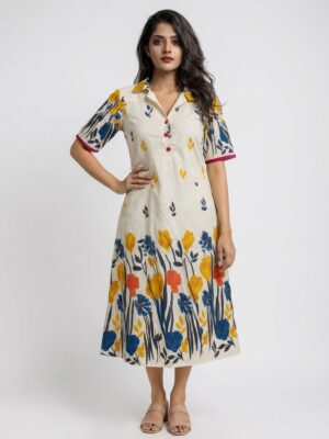 Floral collar one piece dress
