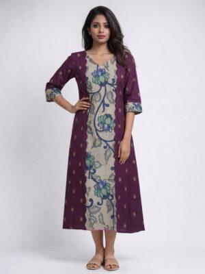 Jamdani and Pen kalamakari one piece dress